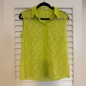 Equipment Women's Bright Yellow Lace Sleeveless Blouse
